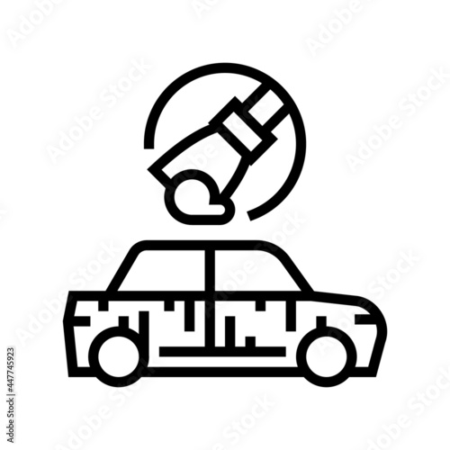 sanding of car line icon vector. sanding of car sign. isolated contour symbol black illustration