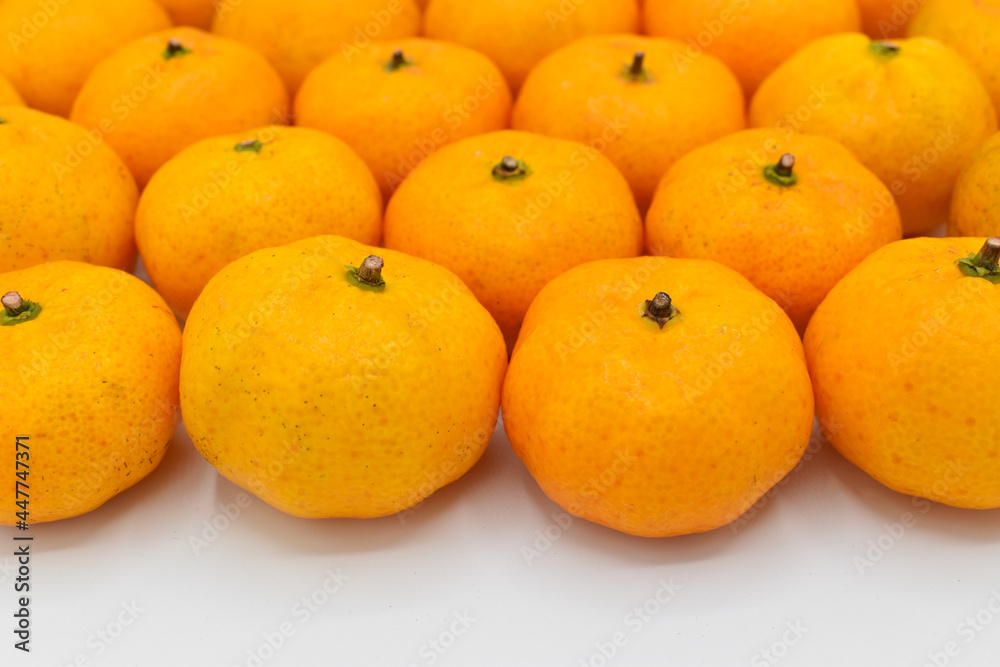 Mandarin oranges images with text space. Isolated on white Mandarin oranges images with text space. Isolated on white