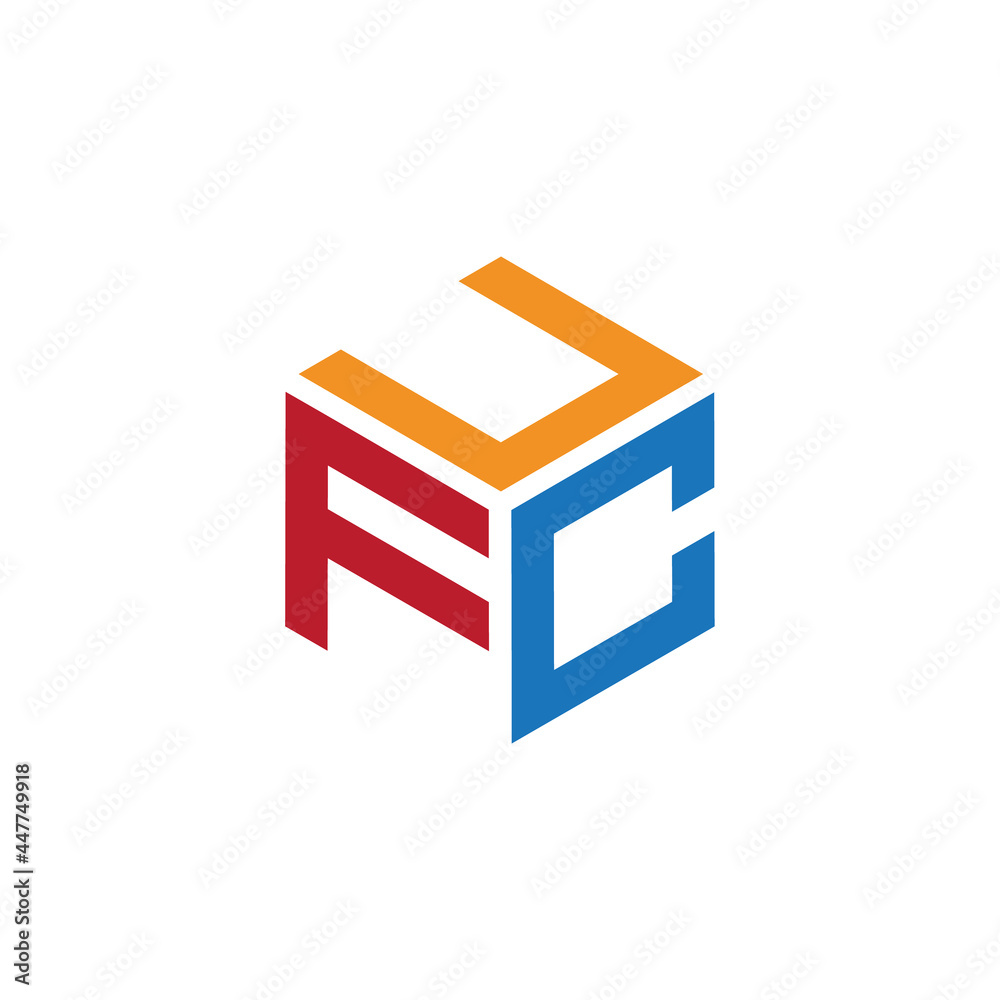 Hexagon logo with the letters UFC design Hexagon logo with the letters UFC design