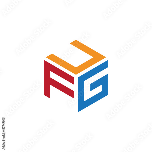 Bild auf Leinwand Hexagon logo with the letters UFG design