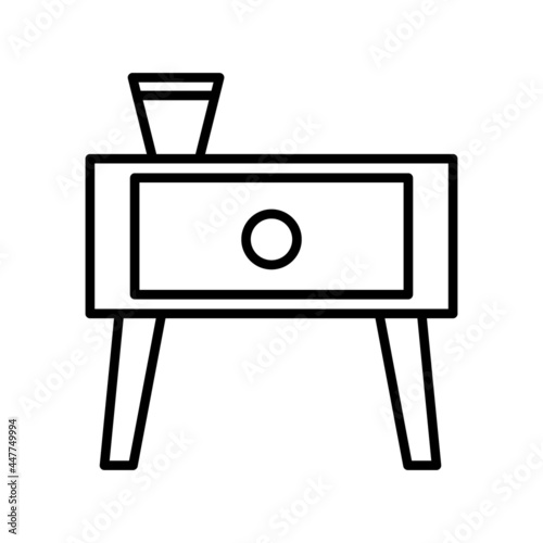Bedsidetable Vector Line Icon Design