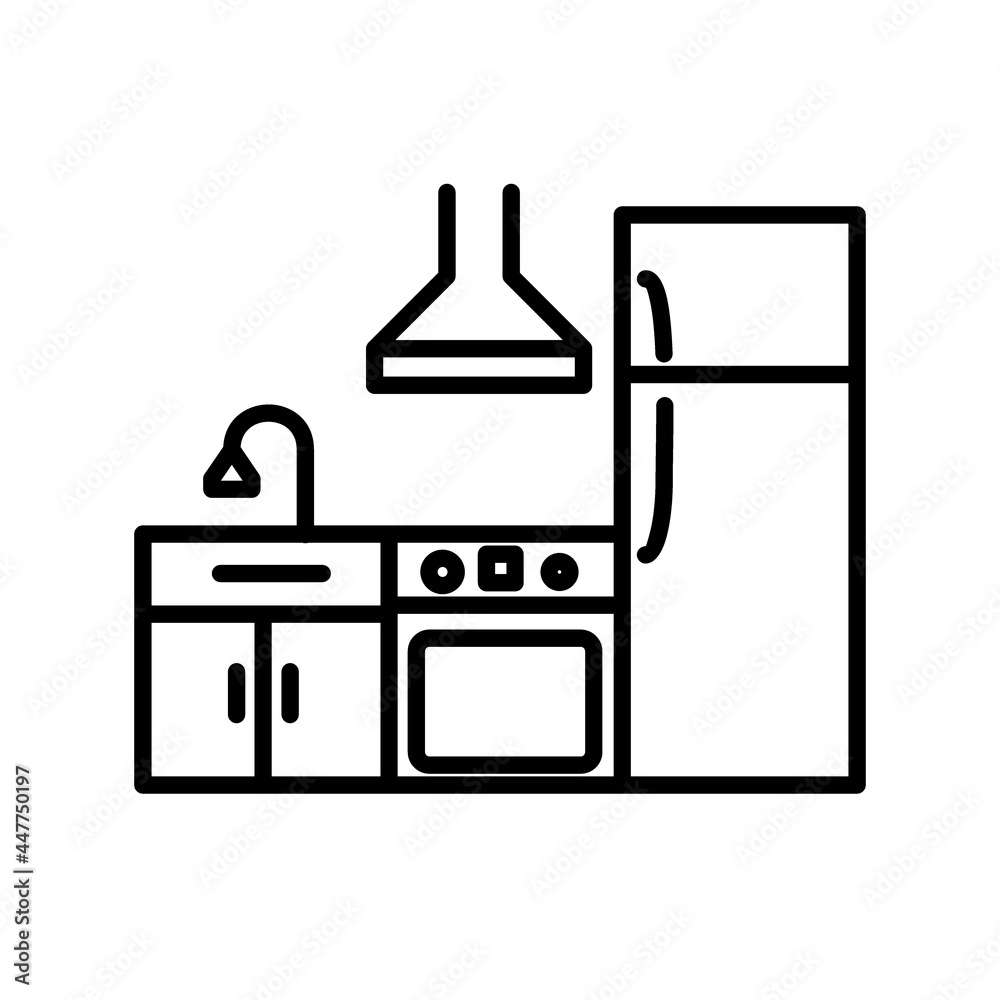 kitchen Vector Line Icon Design kitchen Vector Line Icon Design