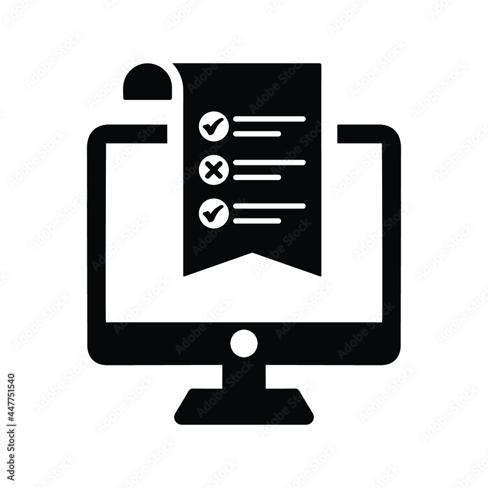 Web, exam, survey icon. Black vector graphics. Web, exam, survey icon. Black vector graphics.