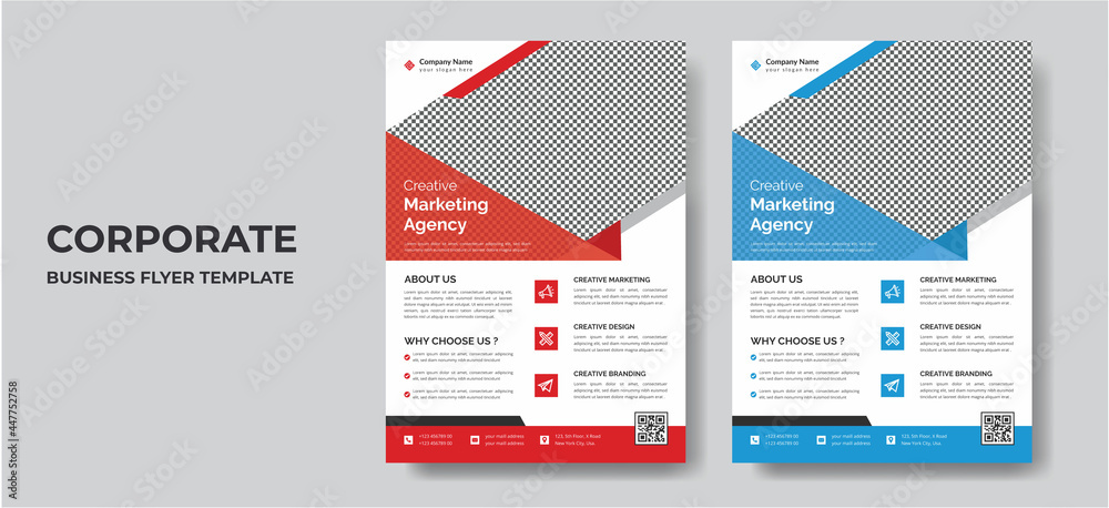 Corporate Business flyer template vector design, Flyer Template Geometric shape used for business poster layout, IT Company flyer, corporate banners, and leaflets. Graphic design layout modern flyer
