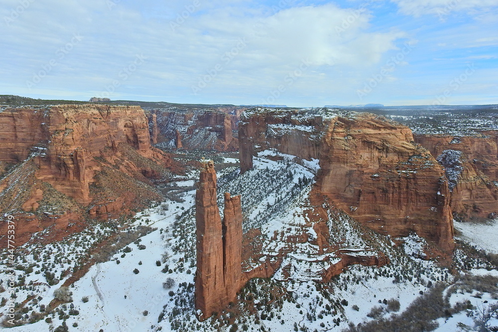 A spectacular view of Spider Rock protruding from the floor of Canyon