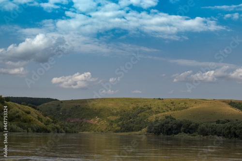 Dniester river and sky with clouds