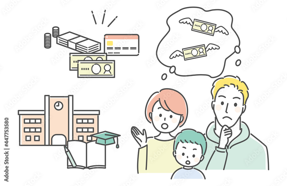 illustration of parents thinking school expenses illustration of parents thinking school expenses