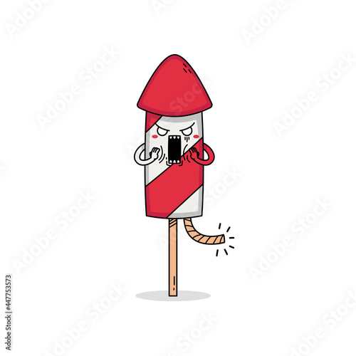 Cute Rocket Cartoon Character mad and shocked
