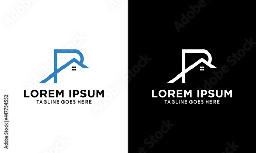 letter R home logo design vector template.