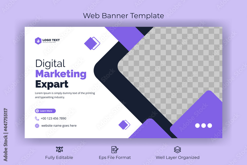Creative corporate social media web banner and youtube thumbnail template Youtube live stream video thumbnail for marketing agency video thumbnail Youtube thumbnail Stock Adobe Stock