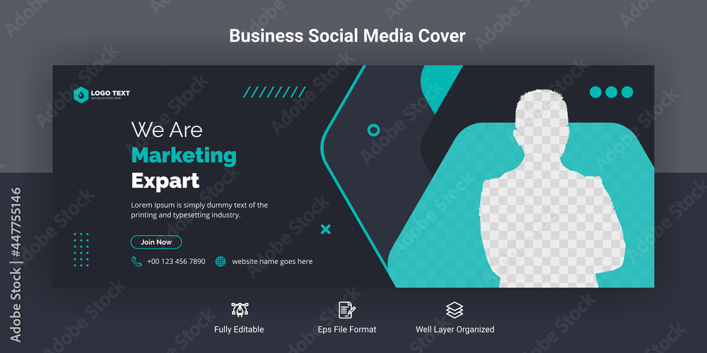 Creative corporate business marketing social media facebook cover banner post template  - obrazy, fototapety, plakaty 
