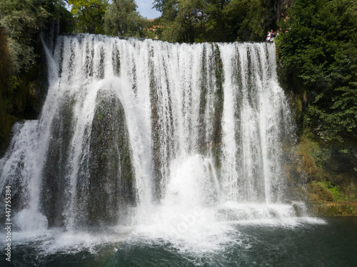 Famous waterfalls in historical town of Jajce  where the Pliva River meets the river Vrbas