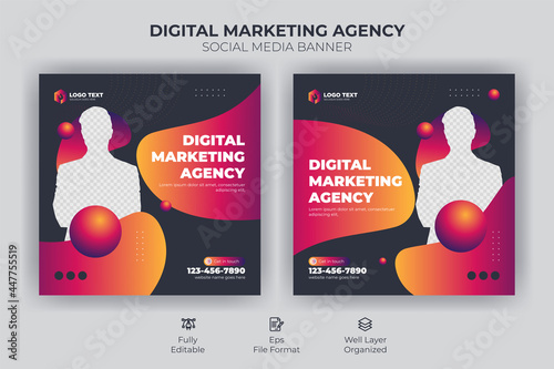 Digital marketing agency social media and Instagram post template