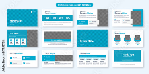 Creative business powerpoint presentation slides template design. Use for modern keynote presentation background, brochure design, website slider, landing page, annual report, company profile.