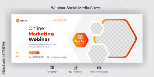 Online marketing webinar facebook cover banner template social media post