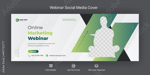 Online marketing webinar facebook cover banner template social media post