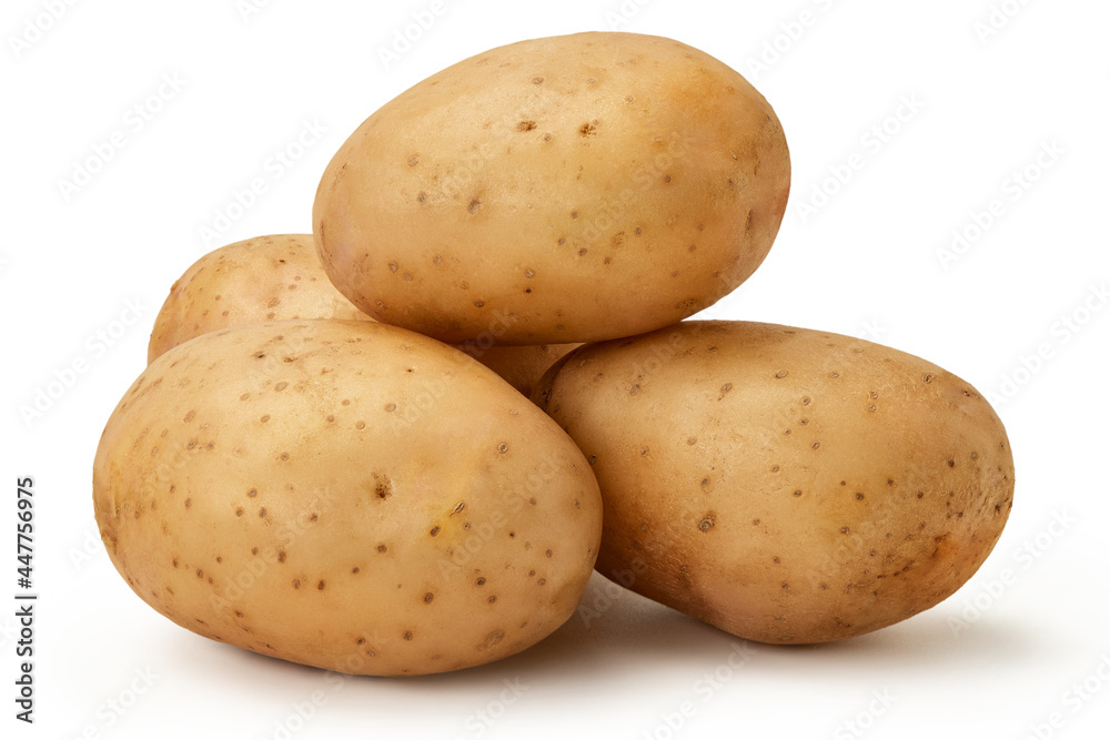 Young potato tubers isolated on white background. Young potato tubers isolated on white background.