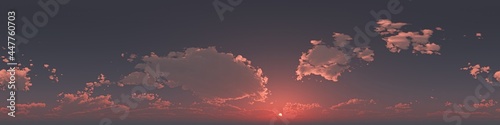 Seamless sky hdri panorama 360 degrees angle view with zenith and clouds for use as sky dome. 3d render illustration