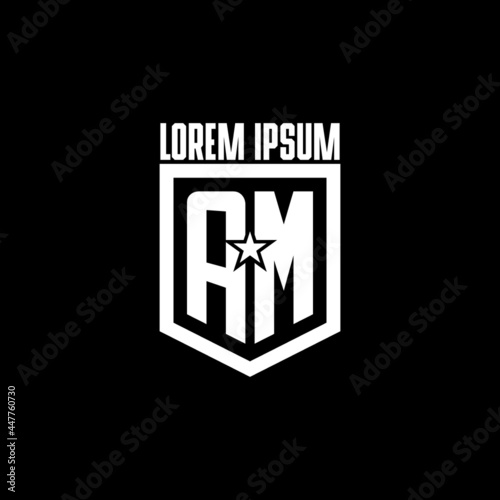 AM initial gaming logo with shield and star style design