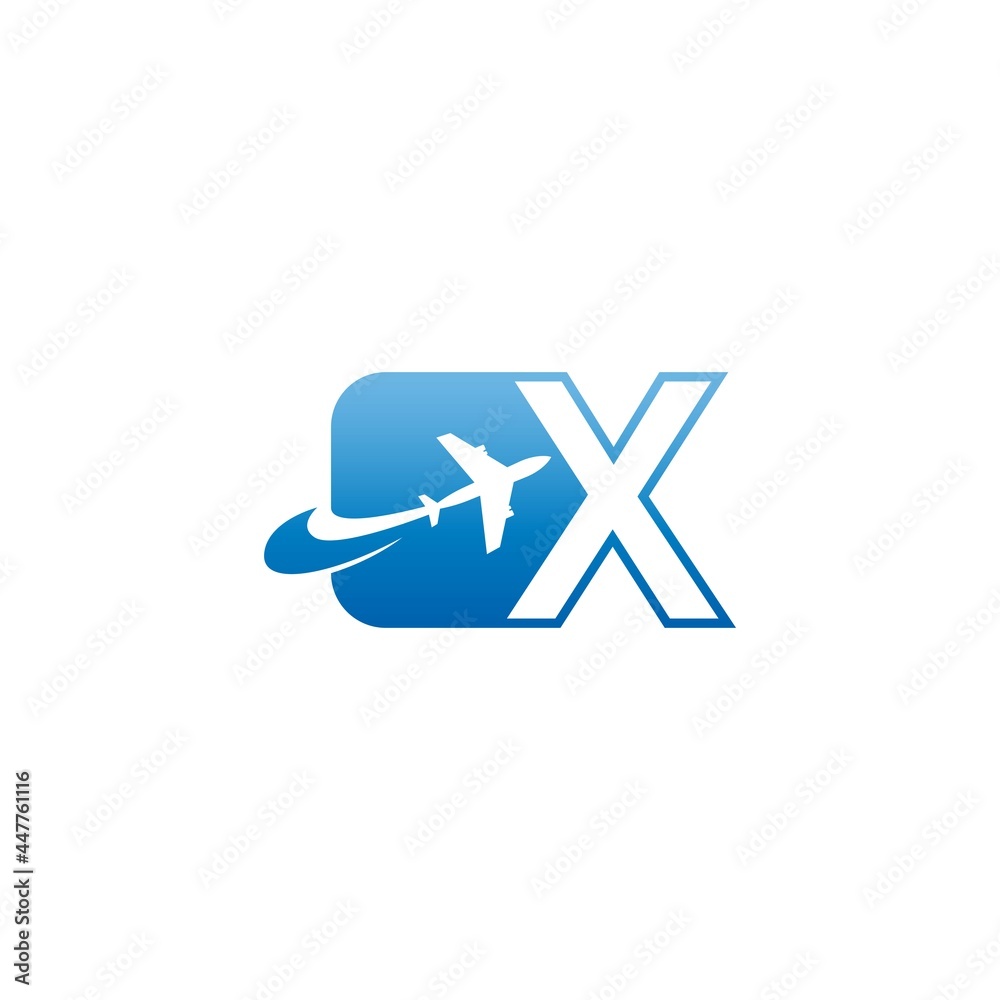 Letter X with plane logo icon design vector