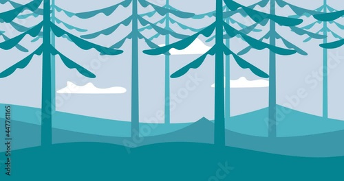 mountain tree never ending looped animation photo