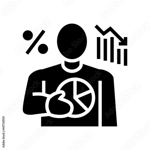 businessman financial losses glyph icon vector. businessman financial losses sign. isolated contour symbol black illustration