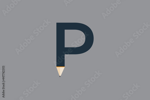 P letter vector logo with Pencil icon