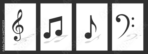 Music notes, musical design element, isolated, vector illustration. sheet music poster