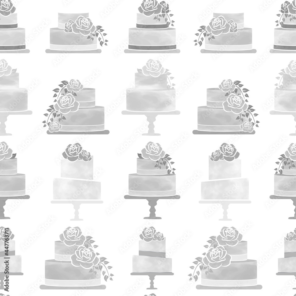 Monochrome Watercolor Cake Pattern Design Monochrome Watercolor Cake Pattern Design