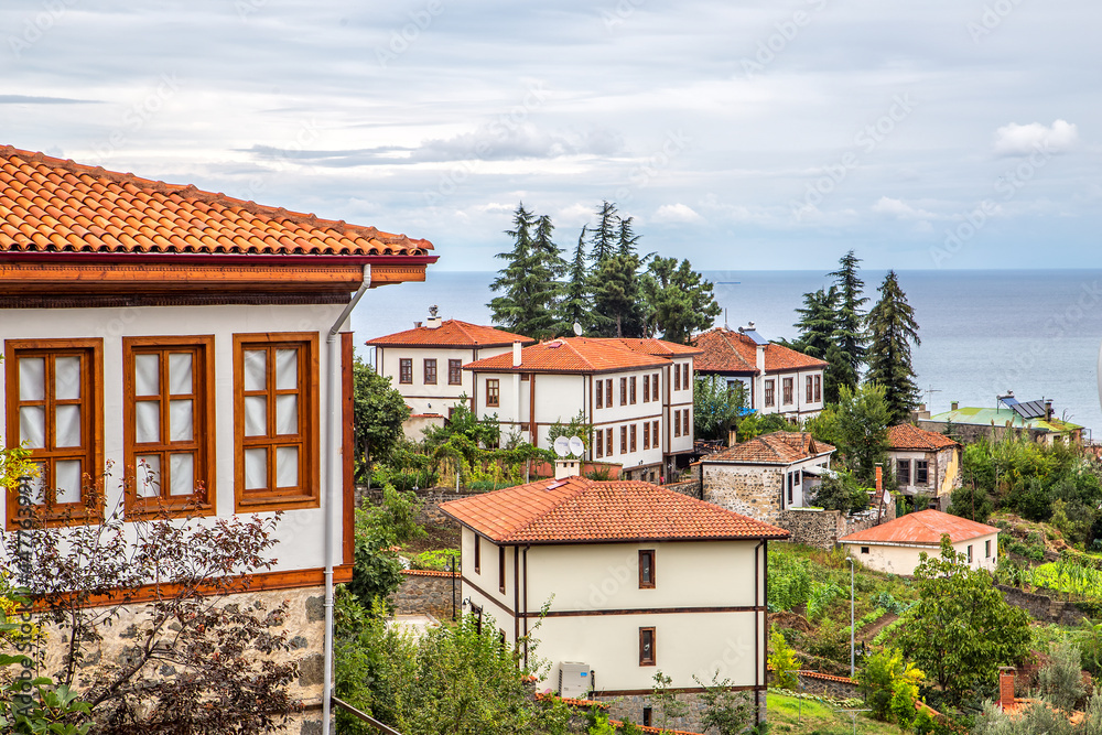 Historical houses, fountains and streets in Trabzon Akcaabat