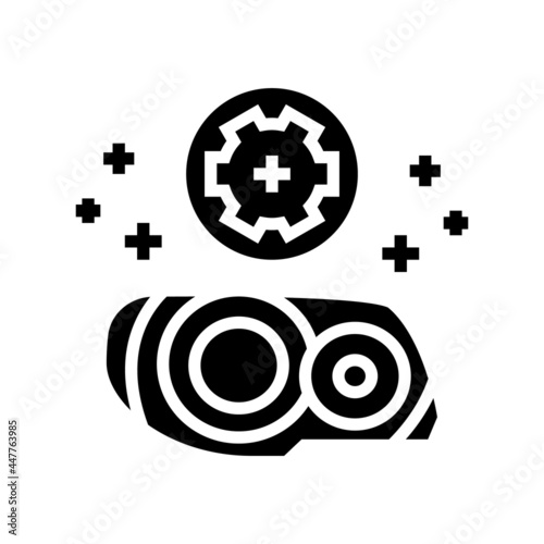 plastic headlight restoration glyph icon vector. plastic headlight restoration sign. isolated contour symbol black illustration