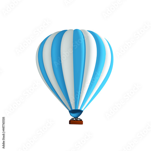 Hot air balloon blue stripe vector illustration. Graphic isolated colorful aircraft. Balloon festival. photo