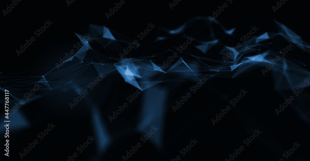 Naklejka premium Abstract futuristic - technology with polygonal shapes on dark blue background. Design digital technology concept. 3d illustration.