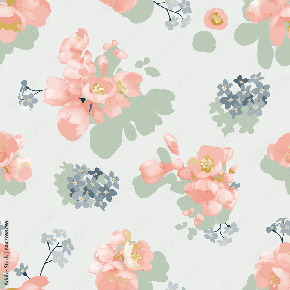 Trendy Seamless Floral Pattern In Vector. ideal for calico fabric design Trendy Seamless Floral Pattern In Vector. ideal for calico fabric design