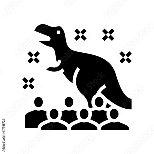 dinosaur kids party glyph icon vector. dinosaur kids party sign. isolated contour symbol black illustration