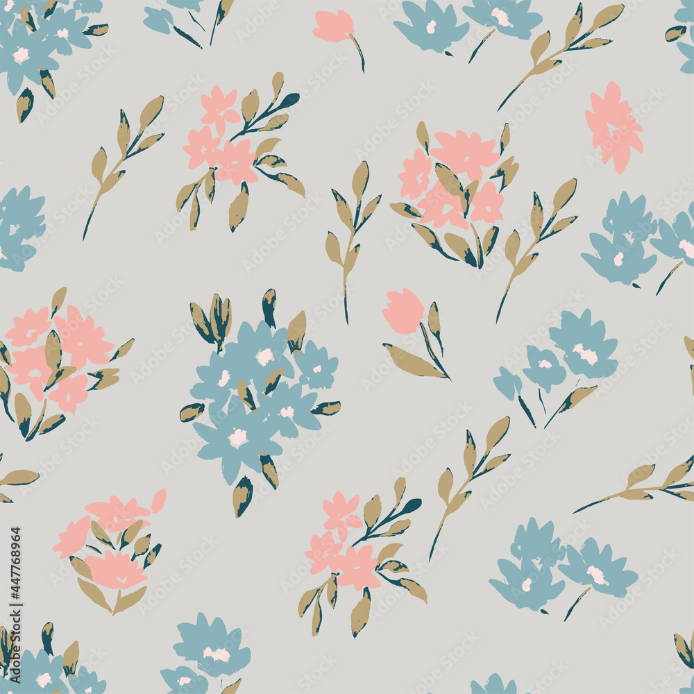Fototapeta premium Trendy Seamless Floral Pattern In Vector. ideal for calico fabric design