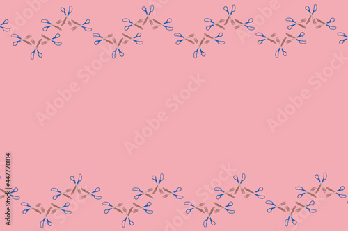 Creative view of scissors with fork and knife on pink background. Surreal minimal pattern concept. Copy space.