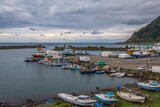 A fishing port and small fishing boats in Trabzon Akcaabat on the Black Sea coast...
