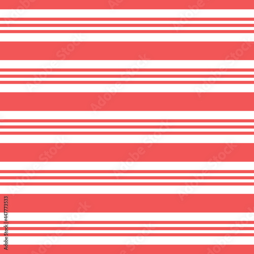 Vector seamless horizontal stripes pattern, candy cane. Christmas design for wallpaper, fabric, textile, wrapping.