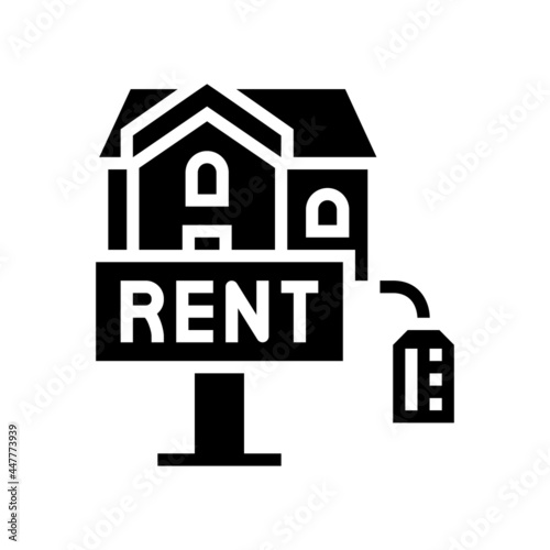 house rent glyph icon vector. house rent sign. isolated contour symbol black illustration