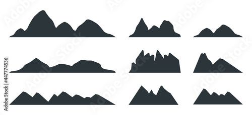 mountain set single color silhouette in black and white color