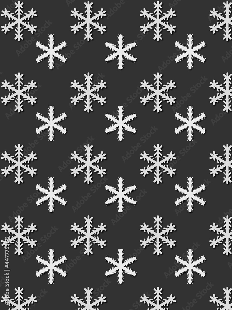 patrón básico de invierno en blanco y negro con efecto de corte en papel. 
