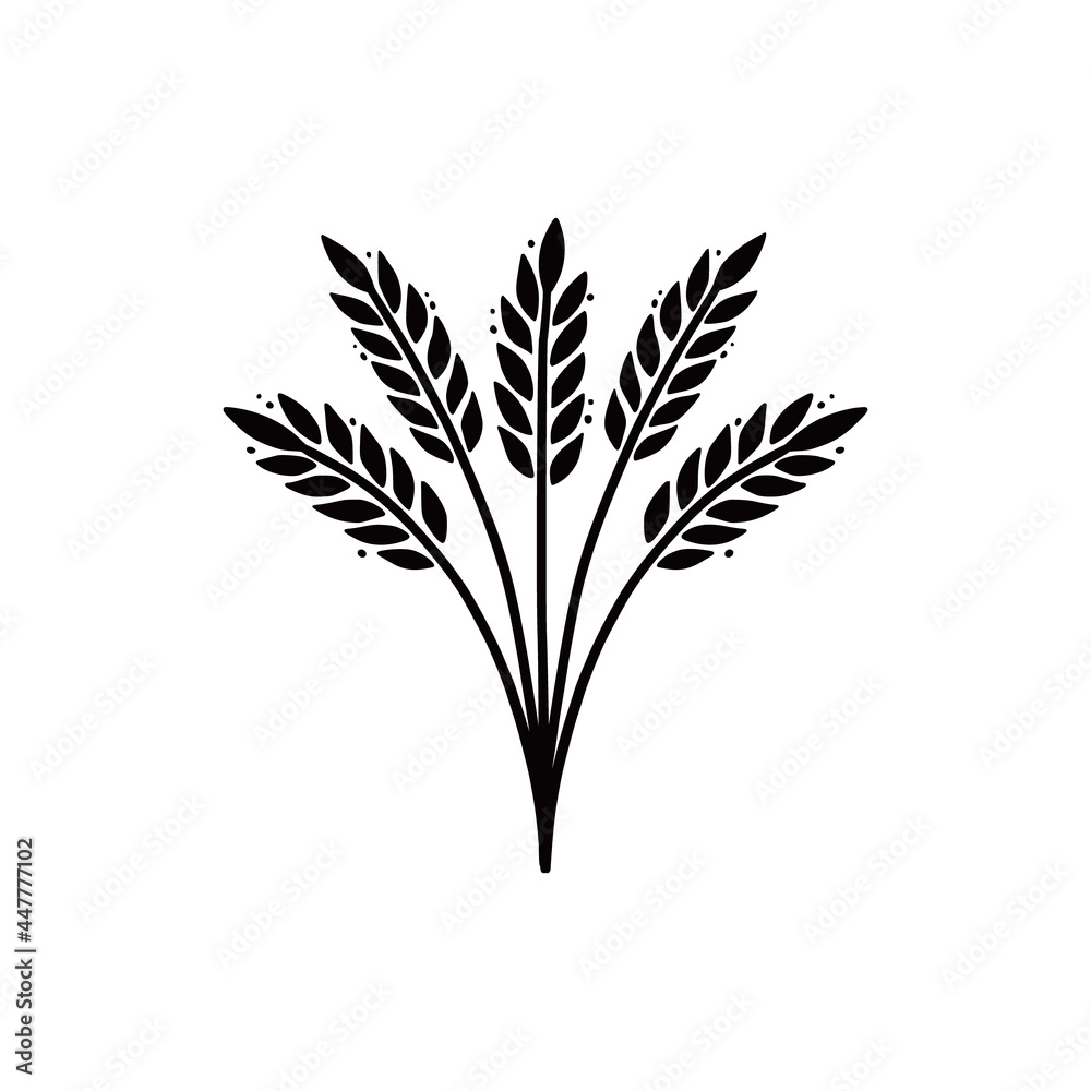 Wheat, barley, rice icon. Hand drawn sketch style oat with grain. Wheat isolated vector illustration. Wheat, barley, rice icon. Hand drawn sketch style oat with grain. Wheat isolated vector illustration.