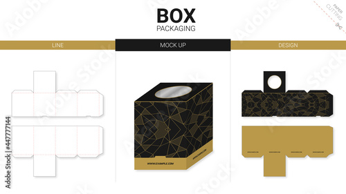 Box packaging and mockup die cut template