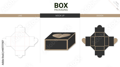 Box packaging and mockup die cut template