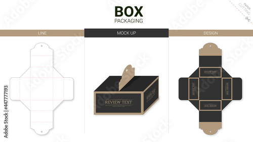 Box packaging and mockup die cut template