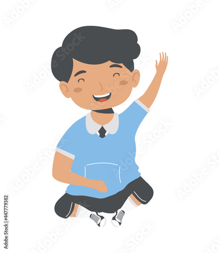 schoolboy seated character