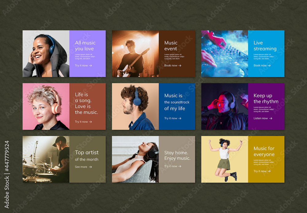 Various Music Advertising Banner Layout Stock Template | Adobe Stock