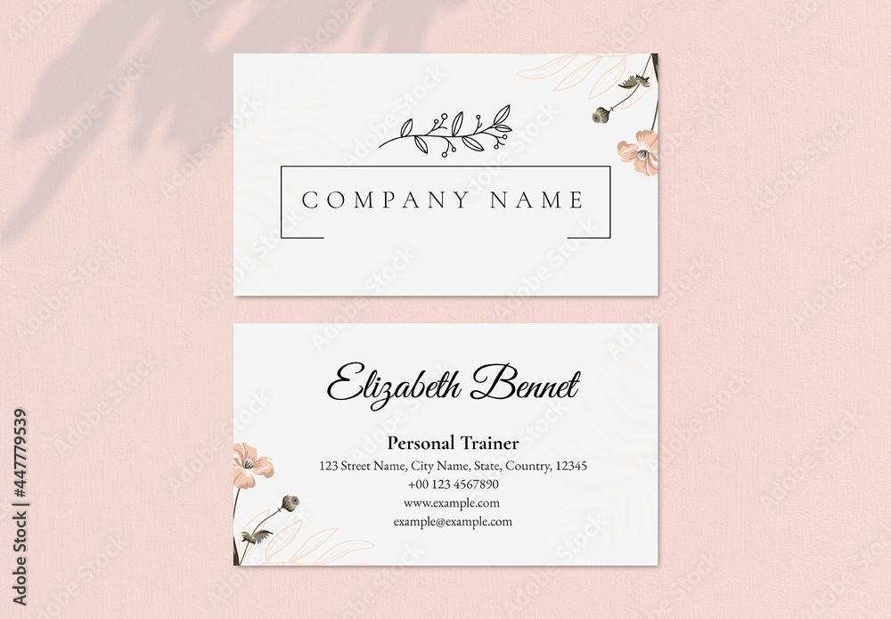 Editable Business Card Layout in Feminine Botanical Design Stock ...