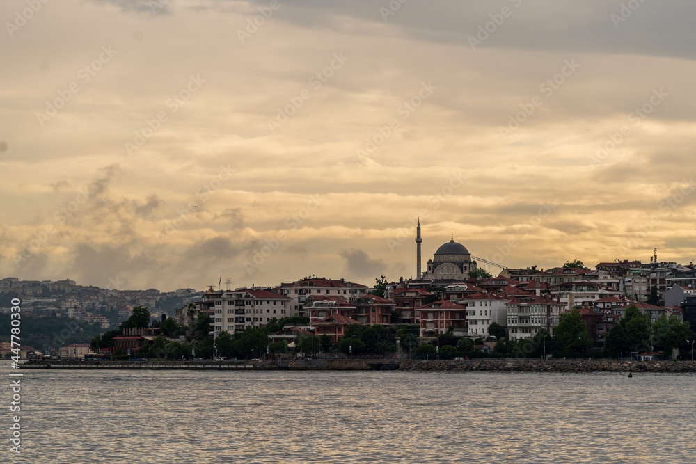 Uskudar view from the Bosphorus at sunrise